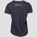 back view of charcoal youth tee with yellow Mensa Logo on upper back