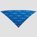 picture of blue bandana with i  paw print mensa. paw print in red. text in white.