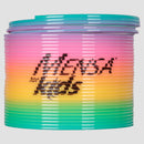 photo of multilcolor spring toy with "mensa kids" in black  printed on front