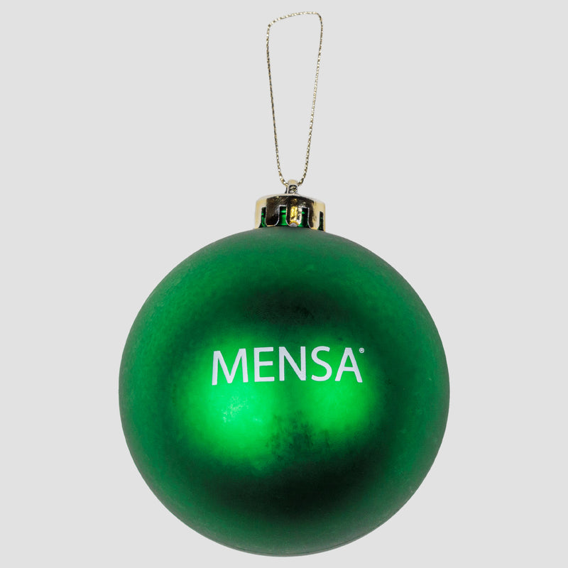 Green Holiday ornament with white mensa text