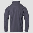 rear view of charcoal micro fleece zip jacket