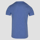 rear view of blue triblend short sleeve v neck