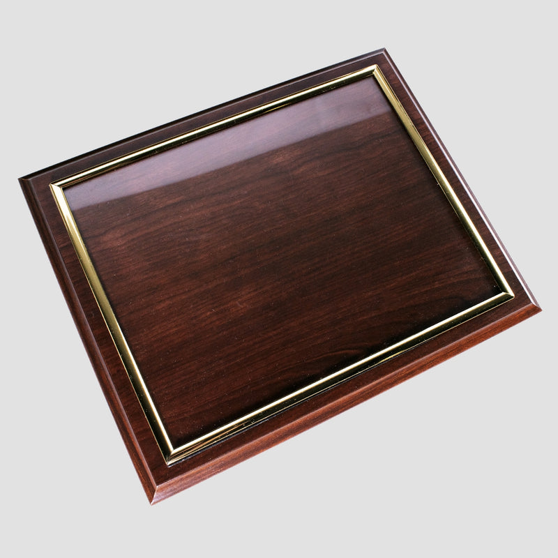photo of empty certificate holder in mahogany. 