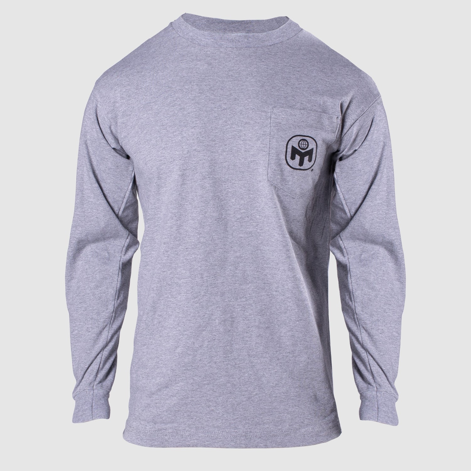 MENSA LOGO LONG SLEEVE POCKET TEE - DARK ASH